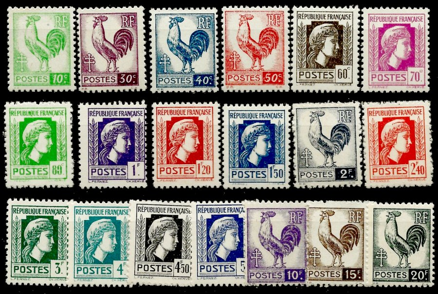 Timbre France Yvert 630/648 - France Scott 477/495 - Click Image to Close